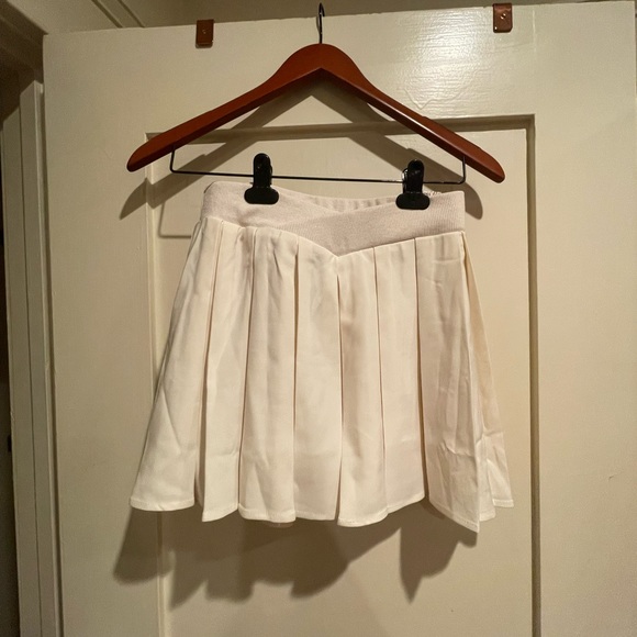 Creamy white tennis vibes skirt skort w/ shorts underneath side zipper stretch - Picture 11 of 11